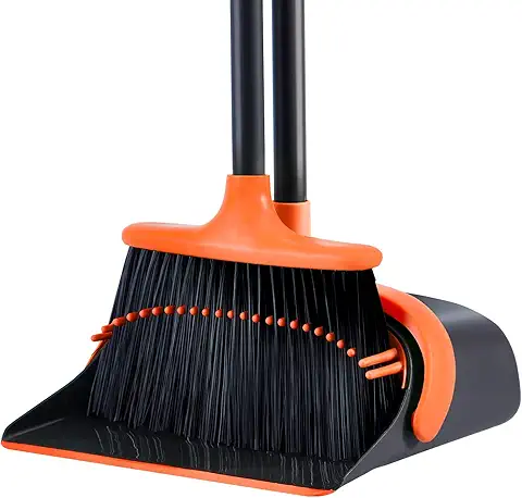 Broom and Dustpan Set Broom with Dustpan Set Extendable Long Handle Brooms for Floor Cleaning Upright Standing